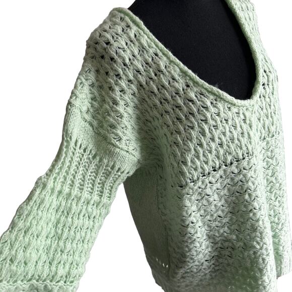 Free People Green Knitted Sweater Sz M - Picture 4 of 8
